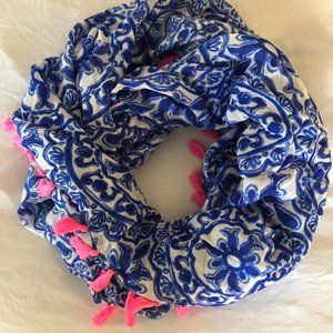 Lilly Pulitzer Riley Infinity Loop Scarf with Pink Tassels